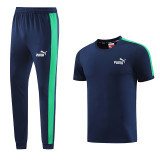2023 PM Royal Blue Short-sleeved Trouser Suit #PJ01