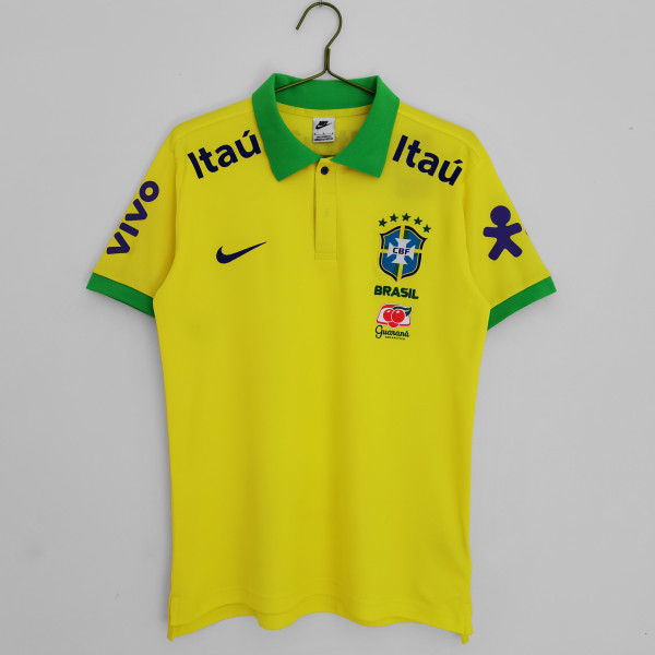 2022 Brazilian Yellow POLO Top Soccer Jersey