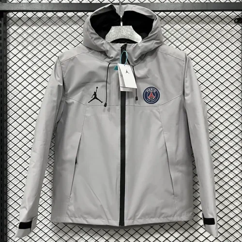 24-25 PSG Jordan Cotton Thickened warm Grey Outdoor Jackets #A805加棉冲锋衣