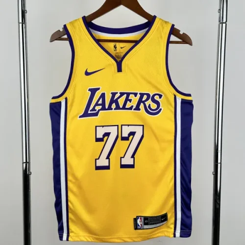 Lakers DONCIC #77 Yellow Top Quality Hot PressingNBA Jersey(V领)
