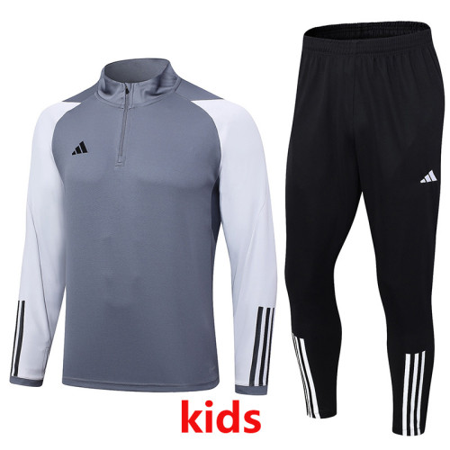 2023 AD Grey Kids Half Pull Tracksuit #2329 (童装) (半拉链)