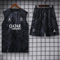 23-24 PSG Jordan Black Grey Tank top and shorts suit