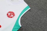 23-24 Man Utd White Green Tank top and shorts suit