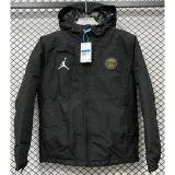 24-25 PSG Jordan Cotton Thickened warm Black Outdoor Jackets #P2加棉冲锋衣