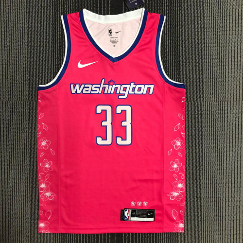 21-22 Wizards KUZMA #33 Pink Red City Edition Top Quality Hot Pressing NBA Jersey