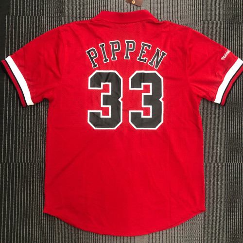 BULLS PIPPEN # 33 Red MitchellNess Retro Jerseys