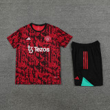 23-24 Man Utd Red Black Training Short Suit