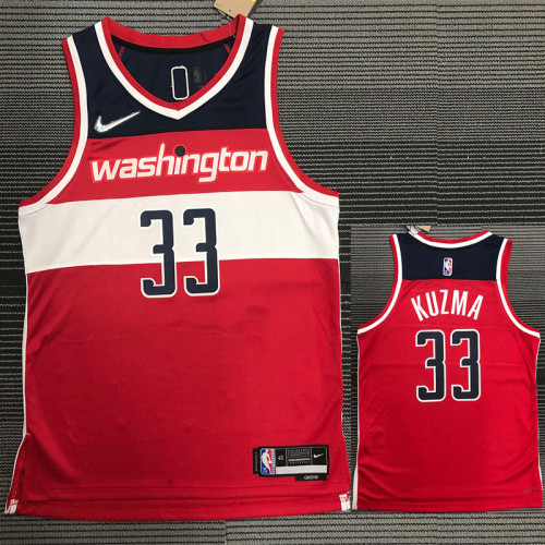 21-22 Wizards KUZMA #33 Red 75th Anniversary Top Quality Hot Pressing NBA Jersey