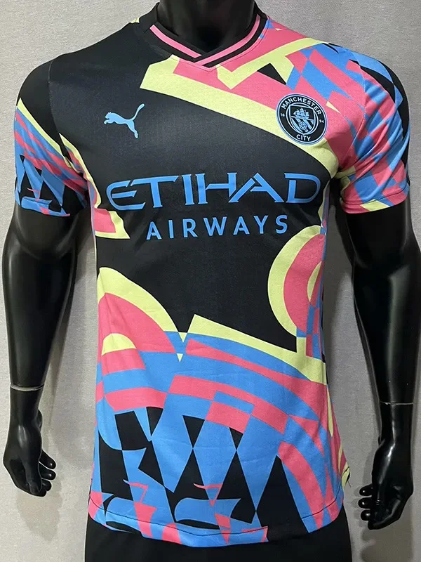 24-25 Man City Black Pink Player Version Soccer Jersey