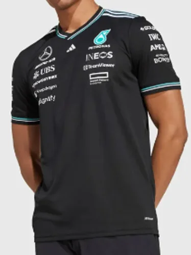2025 Fl Mercedes Black T-Shirts Racing Suit(圆领)