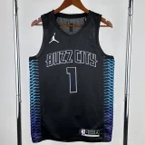 2017-2018 HORNETS BALL #1 Black City Edition Top Quality Hot Pressing NBA Jersey