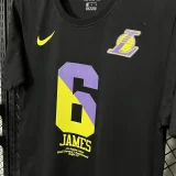 T190 Lakers JAMES #6 Black High Quality Casual T-Shirt
