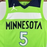 TIMBERWOLVES EDWARDS #5 Fluorescent green Top Quality Hot Pressing NBA Jersey (Trapeze Edition)飞人版
