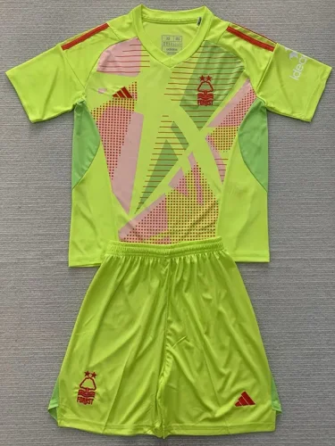 24-25 Nottingham Forest Fluorescent Yellow GoalKeeper Kids Soccer Jersey