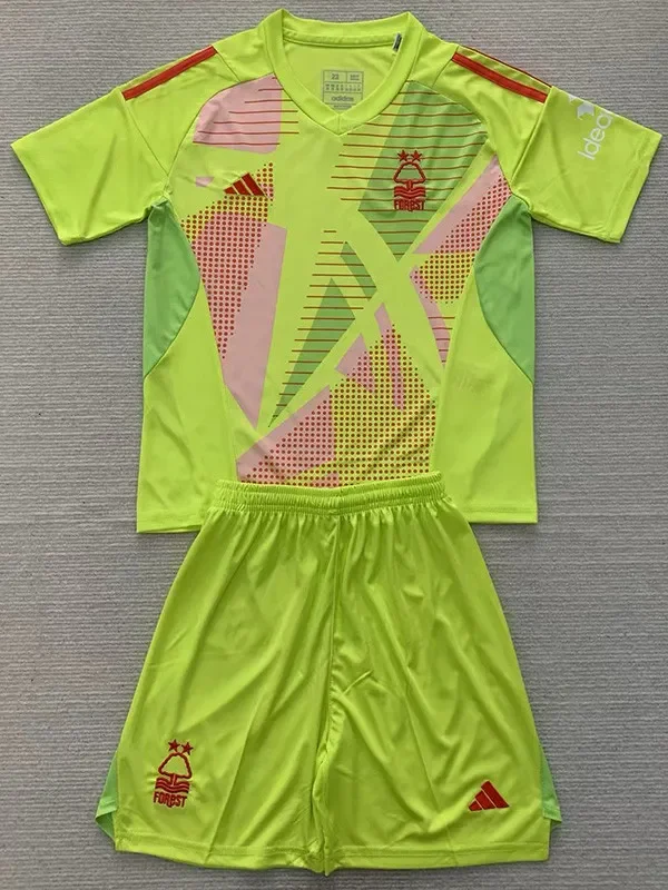 24-25 Nottingham Forest Fluorescent Yellow GoalKeeper Kids Soccer Jersey