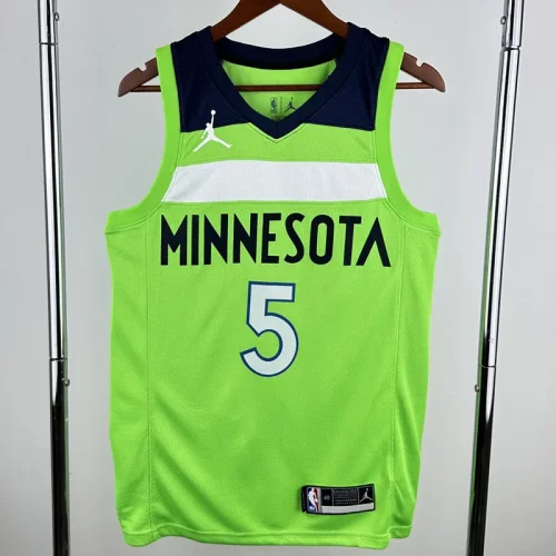TIMBERWOLVES EDWARDS #5 Fluorescent green Top Quality Hot Pressing NBA Jersey (Trapeze Edition)飞人版