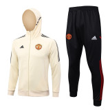 23-24 Man Utd Beige Hoodie Jacket Tracksuit #F445