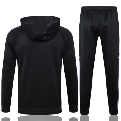 24-25 Germany Black Hoodie Half Pull Tracksuit #F595半拉连帽