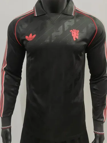 24-25 Man Utd Black Special Edition Long Sleeve Player Version Soccer Jersey (长袖球员)