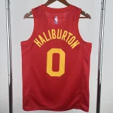 2018-19 Indiana Pacers HALIBURTON #0 Red Retro Top Quality Hot Pressing NBA Jersey