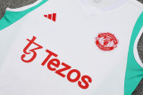 23-24 Man Utd White Green Tank top and shorts suit