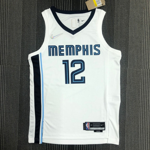 21-22 Grizzlies MORANT #12 White 75th Anniversary Top Quality Hot Pressing NBA Jersey