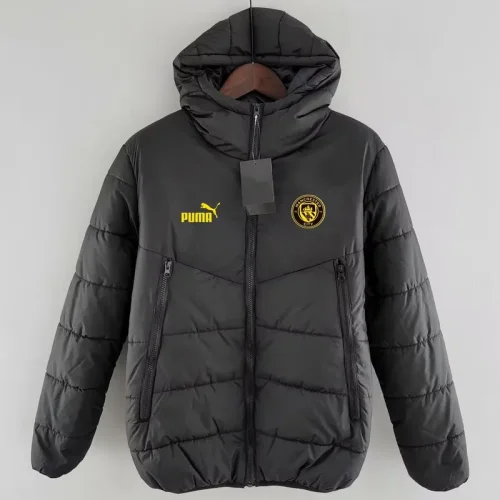 24-25 Man City Black Hooded Cotton Coat #棉衣