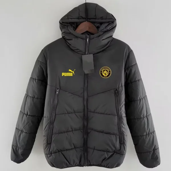 24-25 Man City Black Hooded Cotton Coat #棉衣