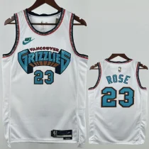 24-25 Grizzlies ROSE #23 White Retro Top Quality Hot Pressing NBA Jersey 24-25 Grizzlies ROSE #23 White Retro Top Quality Hot Pressing NBA Jersey