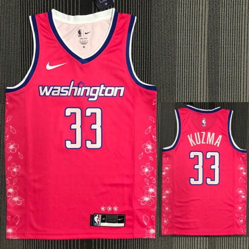21-22 Wizards KUZMA #33 Pink Red City Edition Top Quality Hot Pressing NBA Jersey