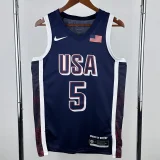 2024 Olympic Game USA EDWARDS # 5 Dark Blue Basketball Jersey