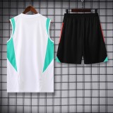23-24 Man Utd White Green Tank top and shorts suit