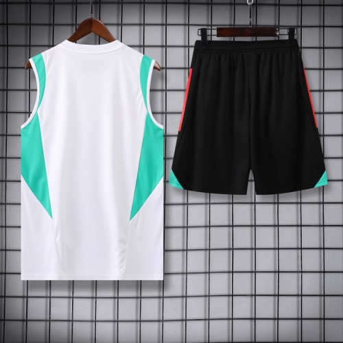 23-24 Man Utd White Green Tank top and shorts suit