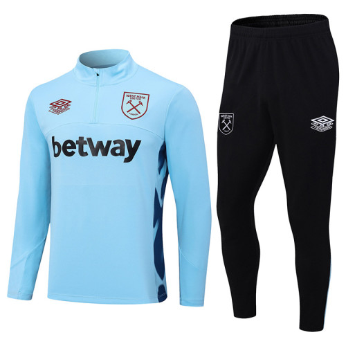 23-24 West Ham Light Blue Half Pull Tracksuit (半拉链)