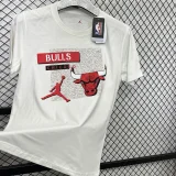 T195 Bulls Jordan White High Quality Casual T-Shirt