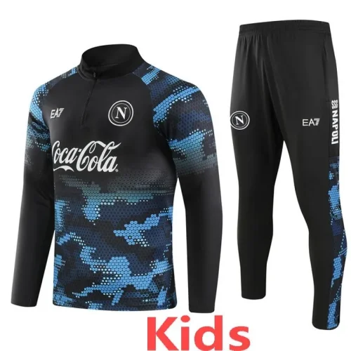 2024-25 Napoli Blue Black Kids Half Pull Tracksuit (童装)(半拉链)
