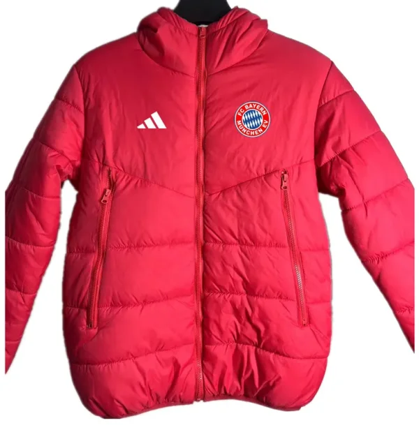 24-25 Bayern Red Hooded Cotton Coat #棉衣