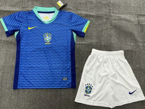 2024 Brazil Away Kids Soccer Jersey