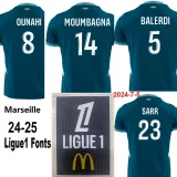 24-25 Marseille Away Fans Soccer Jersey (Print all Sponsor)