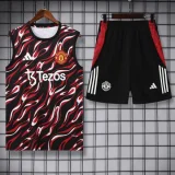 25-26 Man Utd Black red Tank top and shorts suit