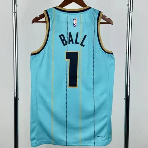 24-25 Hornets BALL #1 Blue City Edition Top Quality Hot Pressing NBA Jersey (V领)