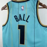 24-25 Hornets BALL #1 Blue City Edition Top Quality Hot Pressing NBA Jersey (V领)