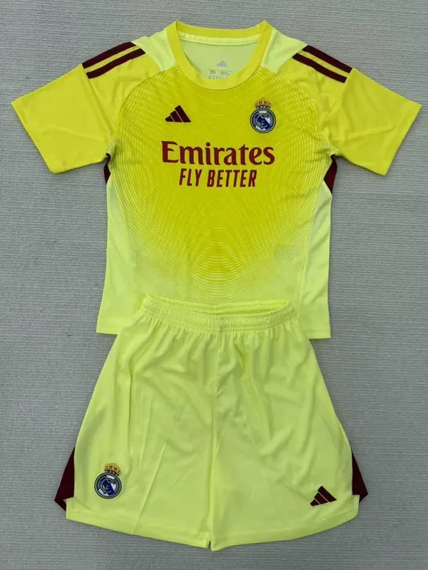 25-26 RMA Light Yellow GoalKeeper Kids Soccer Jersey