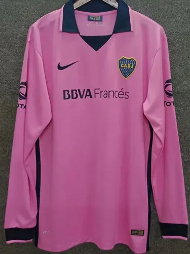 2013-2014 Boca Juniors Pink Long Sleeve Retro soccer Jersey (长袖)
