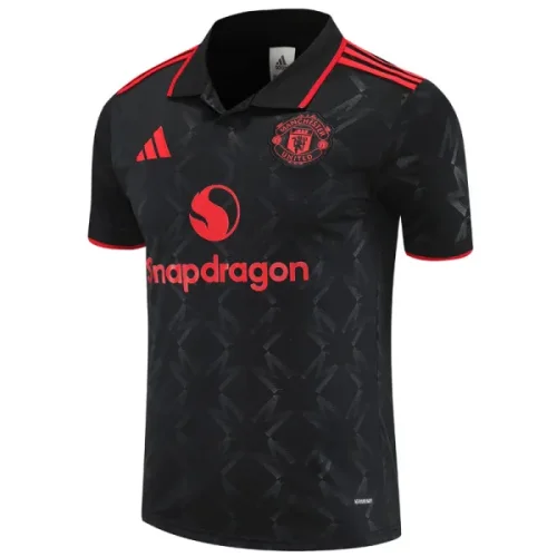 25-26 Man Utd Black Polo Short sleeve