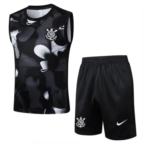 25-26 Corinthians Black Tank top and shorts suit #D2523