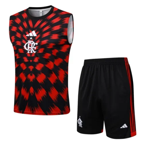 25-26 Flamengo Red Black Tank top and shorts suit #D2539