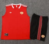 25-26 Man Utd Red Tank top and shorts suit #D2541