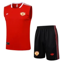 25-26 Man Utd Red Tank top and shorts suit #D2541
