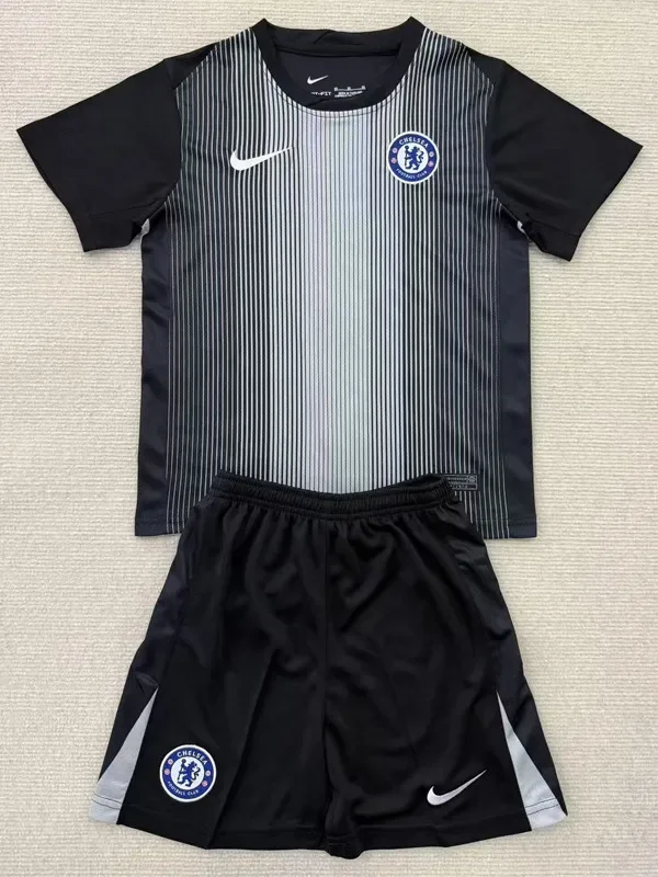 25-26 CHE Black Goalkeeper Kids Soccer Jersey